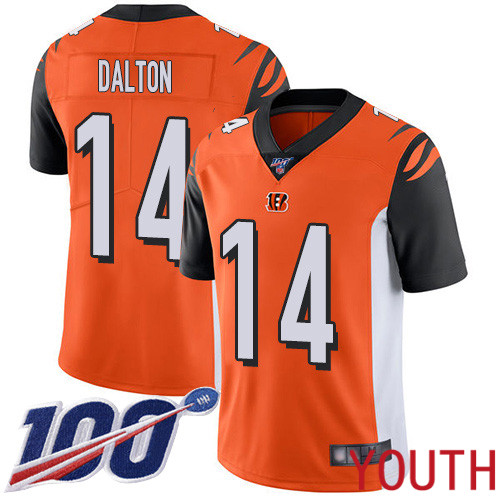Cincinnati Bengals Limited Orange Youth Andy Dalton Alternate Jersey NFL Footballl 14 100th Season Vapor Untouchable